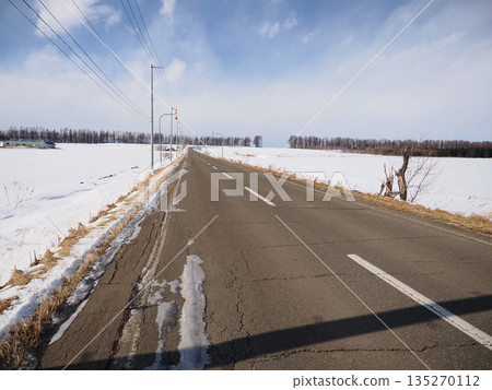 Roads, snow fields, and windbreaks Roads, snow fields, and windbreaks 135270112