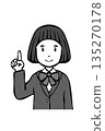 【黑白】穿制服的女孩指著 135270178