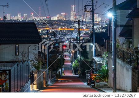 "Kanagawa Prefecture" City night view of central Yokohama and residential area "Kanagawa Prefecture" City night view of central Yokohama and residential area 135270267