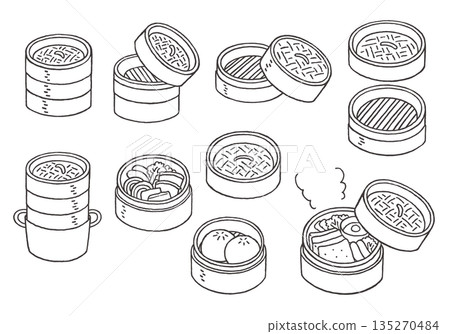 手繪蒸氣船插圖集（單色） 135270484