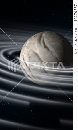 Surreal planet floating in space with smooth gravity waves, symbolizing cosmic forces, astrophysics, and the mystery of the universe Surreal planet floating in space with smooth gravity waves, symbolizing cosmic forces, astrophysics, and the mystery of the universe 135270777