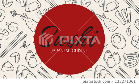 Japanese cuisine banner Vector graphics 135271361
