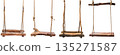 Set of Wooden stump wood rope swing on transparent background cutout, PNG file. Front view Many assorted different Mockup template for artwork design 135271587