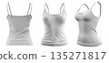 Set of woman white, front, back and side view Spaghetti thin strappy Strap Camisole tank cami Top on transparent background cutout, PNG file. Mockup template  135271817