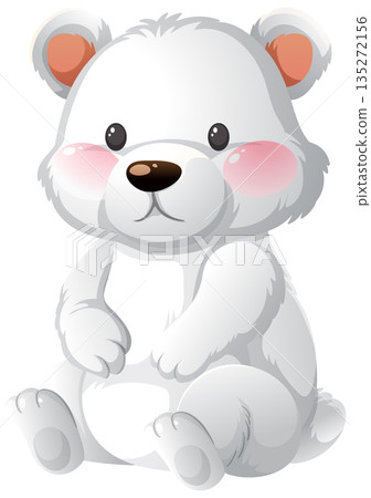 Cute Baby Polar Bear Sitting with Blush Cheeks Cute Baby Polar Bear Sitting with Blush Cheeks 135272156