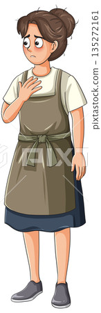 Worried Young Woman in Apron Standing Isolated 135272161