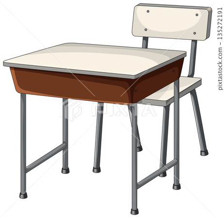 Isolated School Desk and Chair Vector Illustration 135272191