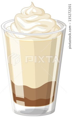 Iced Coffee Latte with Whipped Cream Topping Vector Illustration Iced Coffee Latte with Whipped Cream Topping Vector Illustration 135272201