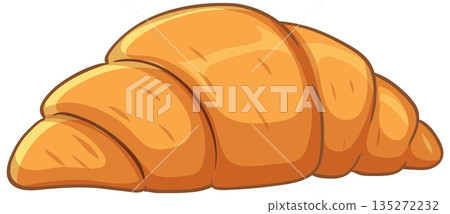 Golden Brown Flaky Croissant Vector Illustration Isolated on White Background 135272232