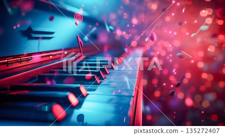 Melodic Elegance: Piano Keys and Music Notes. Generative ai 135272407