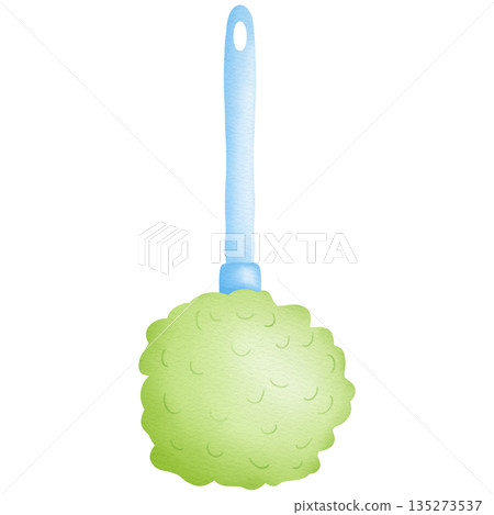 Soft bristle brush for scrubbing cartoon hand drawn transparency illustration 135273537