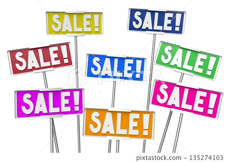 Sale banners isolated on white background - 3D illustration 135274103