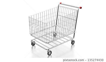 Shopping cart isolated on white background - 3D illustration 135274430
