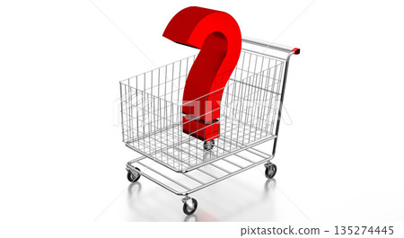 Question mark inside a shopping cart - 3D illustration 135274445