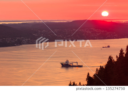 landscape sunset scenery, Norway fjord 135274730