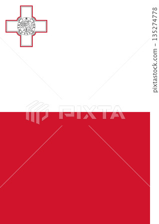 Malta vertical flag in official colors, dimensions and aspect ratio. Vector flag symbolizing national pride, identity, heritage, patriotism and authority 135274778