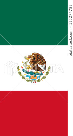 Mexico vertical flag in official colors, dimensions and aspect ratio. Vector flag symbolizing national pride, identity, heritage, patriotism and authority 135274785