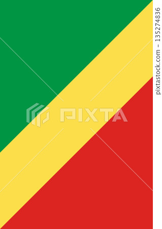 Republic of the Congo vertical flag in official colors, dimensions and aspect ratio. Vector flag symbolizing national pride, identity, heritage, patriotism and authority Republic of the Congo vertical flag in official colors, dimensions and aspect ratio. Vector flag symbolizing national pride, identity, heritage, patriotism and authority 135274836