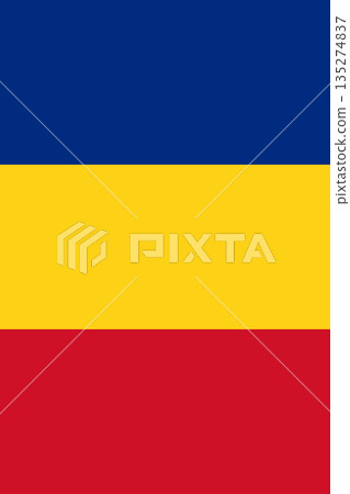 Romania vertical flag in official colors, dimensions and aspect ratio. Vector flag symbolizing national pride, identity, heritage, patriotism and authority Romania vertical flag in official colors, dimensions and aspect ratio. Vector flag symbolizing national pride, identity, heritage, patriotism and authority 135274837
