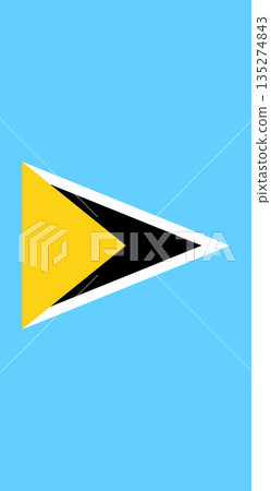 Saint Lucia vertical flag in official colors, dimensions and aspect ratio. Vector flag symbolizing national pride, identity, heritage, patriotism and authority 135274843