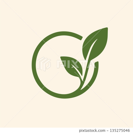 Flat vector logo design featuring the letter O combined with a leaf element, symbolizing nature, eco branding, and modern organic style for natural or sustainable businesses. 135275046