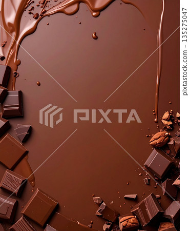 濃鬱的棕色背景，留有空白區域，周圍環繞著質感奢華的巧克力色。 135275047