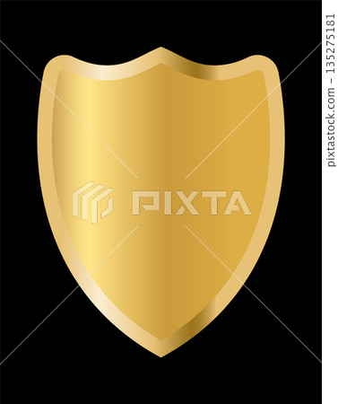 Golden shield emblem on white background, perfect for security, heraldic, or luxury branding and graphic design use 135275181