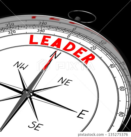 Leader - compass on black background - 3D illustration 135275376