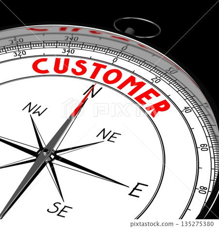 Customer - compass on black background - 3D illustration Customer - compass on black background - 3D illustration 135275380