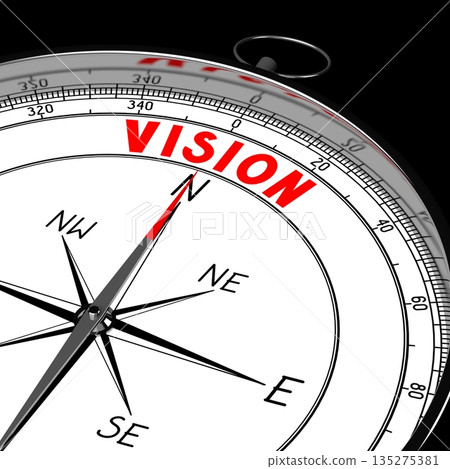 Vision - compass on black background - 3D illustration Vision - compass on black background - 3D illustration 135275381