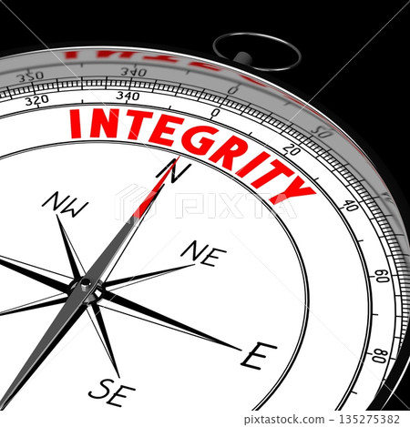 Integrity - compass on black background - 3D illustration Integrity - compass on black background - 3D illustration 135275382
