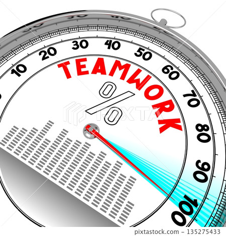 Teamwork - 3D speedometer on white background 135275433