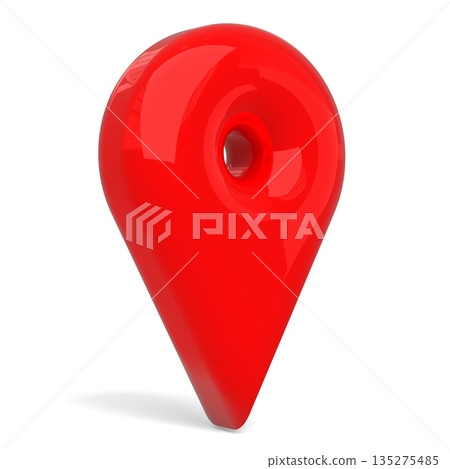 Red balloon location pin isolated on white background - 3D illustration 135275485