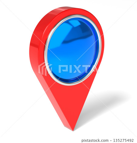 Red and blue location pin isolated on white background - 3D illustration 135275492