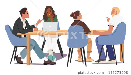 Professional team engaged in teamwork, discussion and strategic planning during office meeting 135275998