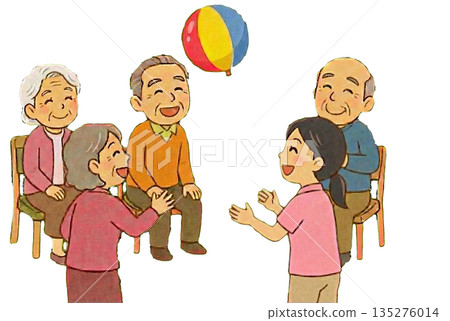 老人娛樂活動_氣球排球 135276014