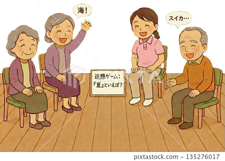 Recreation for the elderly: word association games 135276017