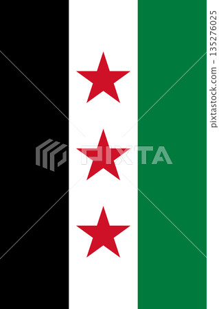 Syria vertical flag in official colors, dimensions and aspect ratio. Vector flag symbolizing national pride, identity, heritage, patriotism and authority 135276025