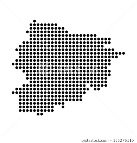 Andorra country dotted map. Black spot pixel illustration isolated on white background. Vector circle mosaic. Andorra country dotted map. Black spot pixel illustration isolated on white background. Vector circle mosaic. 135276110