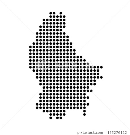 Luxembourg country dotted map. Black spot pixel illustration isolated on white background. Vector circle mosaic. Luxembourg country dotted map. Black spot pixel illustration isolated on white background. Vector circle mosaic. 135276112