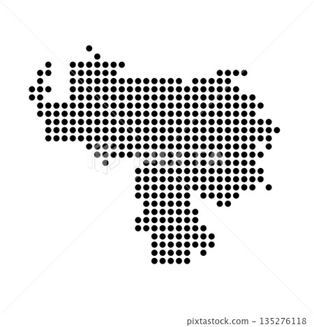 Venezuela country dotted map. Black spot pixel illustration isolated on white background. Vector circle mosaic. 135276118