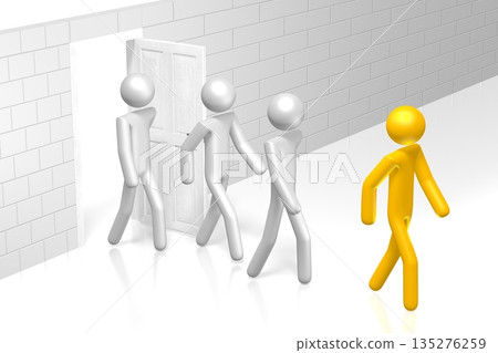 3D cartoon characters, door - outsourcing concept 3D cartoon characters, door - outsourcing concept 135276259