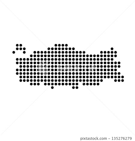 Turkey country dotted map. Black spot pixel illustration isolated on white background. Vector circle mosaic. 135276279