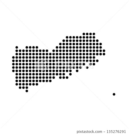 Yemen country dotted map. Black spot pixel illustration isolated on white background. Vector circle mosaic. 135276291