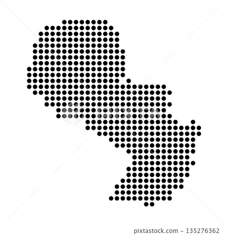 Paraguay country dotted map. Black spot pixel illustration isolated on white background. Vector circle mosaic. Paraguay country dotted map. Black spot pixel illustration isolated on white background. Vector circle mosaic. 135276362