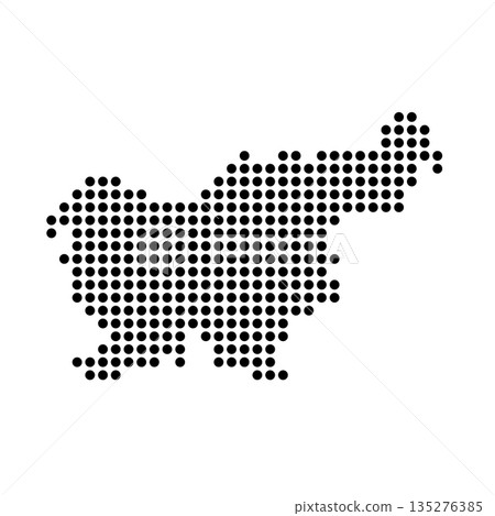 Slovenia country dotted map. Black spot pixel illustration isolated on white background. Vector circle mosaic. Slovenia country dotted map. Black spot pixel illustration isolated on white background. Vector circle mosaic. 135276385