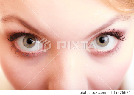Part of face female eyes. Blonde girl wide eyed. Part of face female eyes. Blonde girl wide eyed. 135276625
