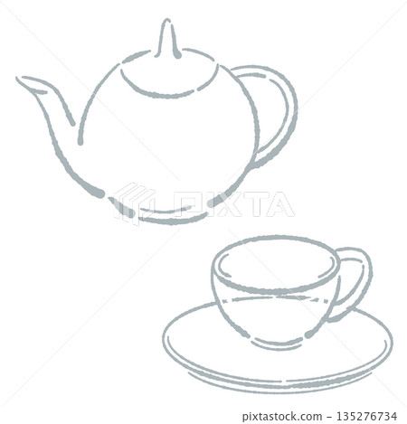 Hand-drawn glass herbal tea set illustration (teapot and cups) Hand-drawn glass herbal tea set illustration (teapot and cups) 135276734