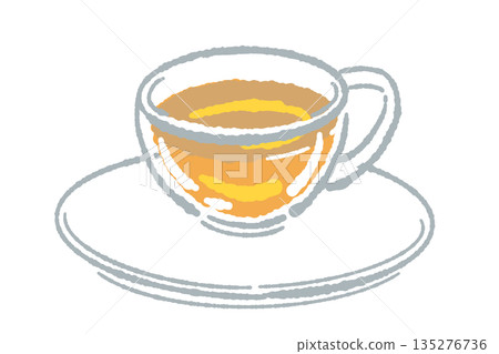 Hand-drawn glass herbal tea set illustration (teapot and cups) 135276736