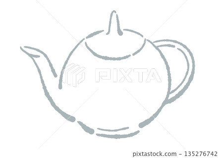 手繪玻璃花草茶具套裝插圖(茶壺和茶杯) 手繪玻璃花草茶具套裝插圖(茶壺和茶杯) 135276742